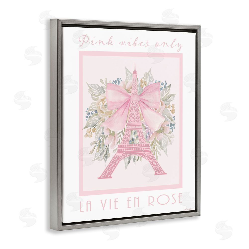 Cindy Jacobs Pink Vibes Only Paris Gray Floating Frame Canvas Wall Art Print