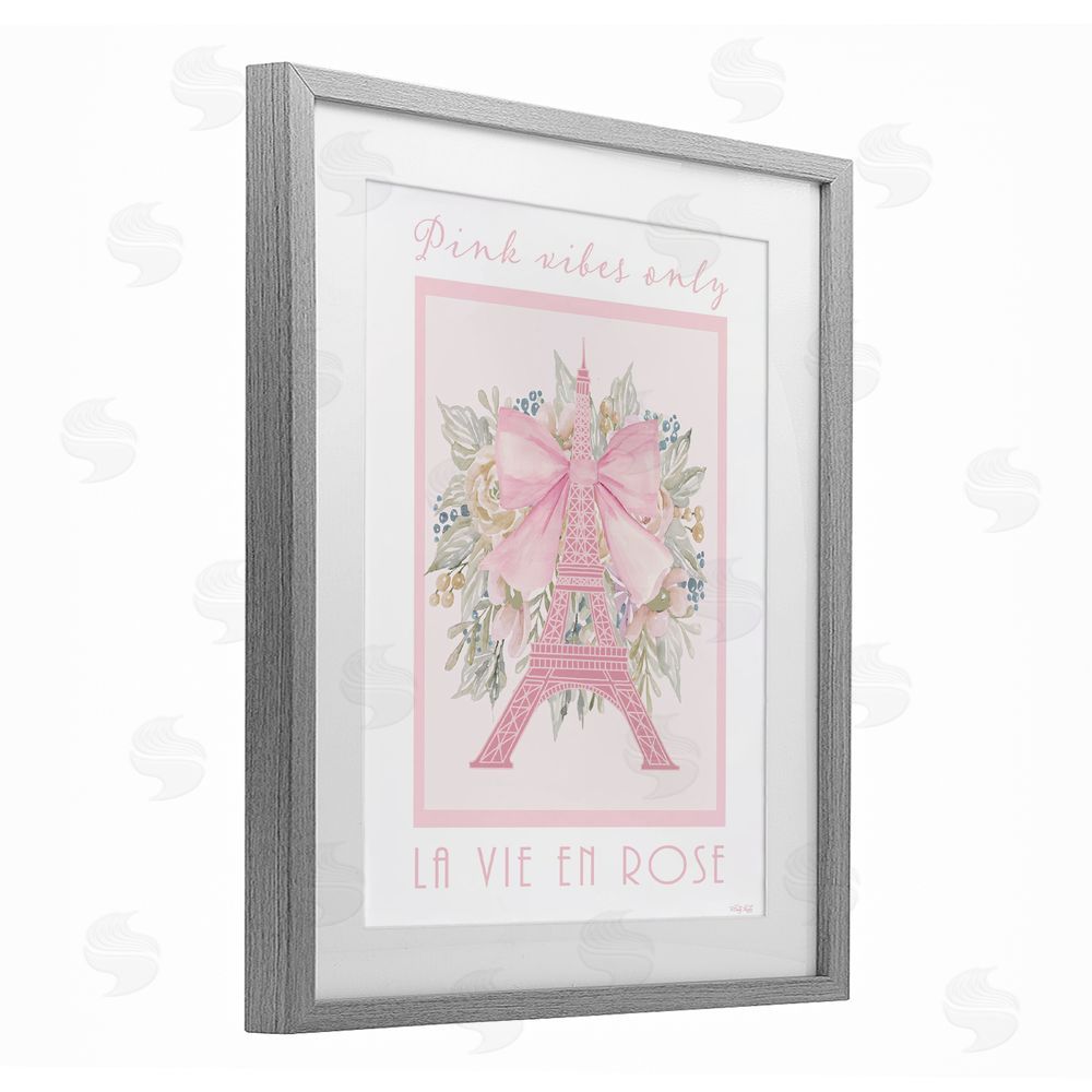 Cindy Jacobs Pink Vibes Only Paris Gray Framed Print Under Glass Wall Art