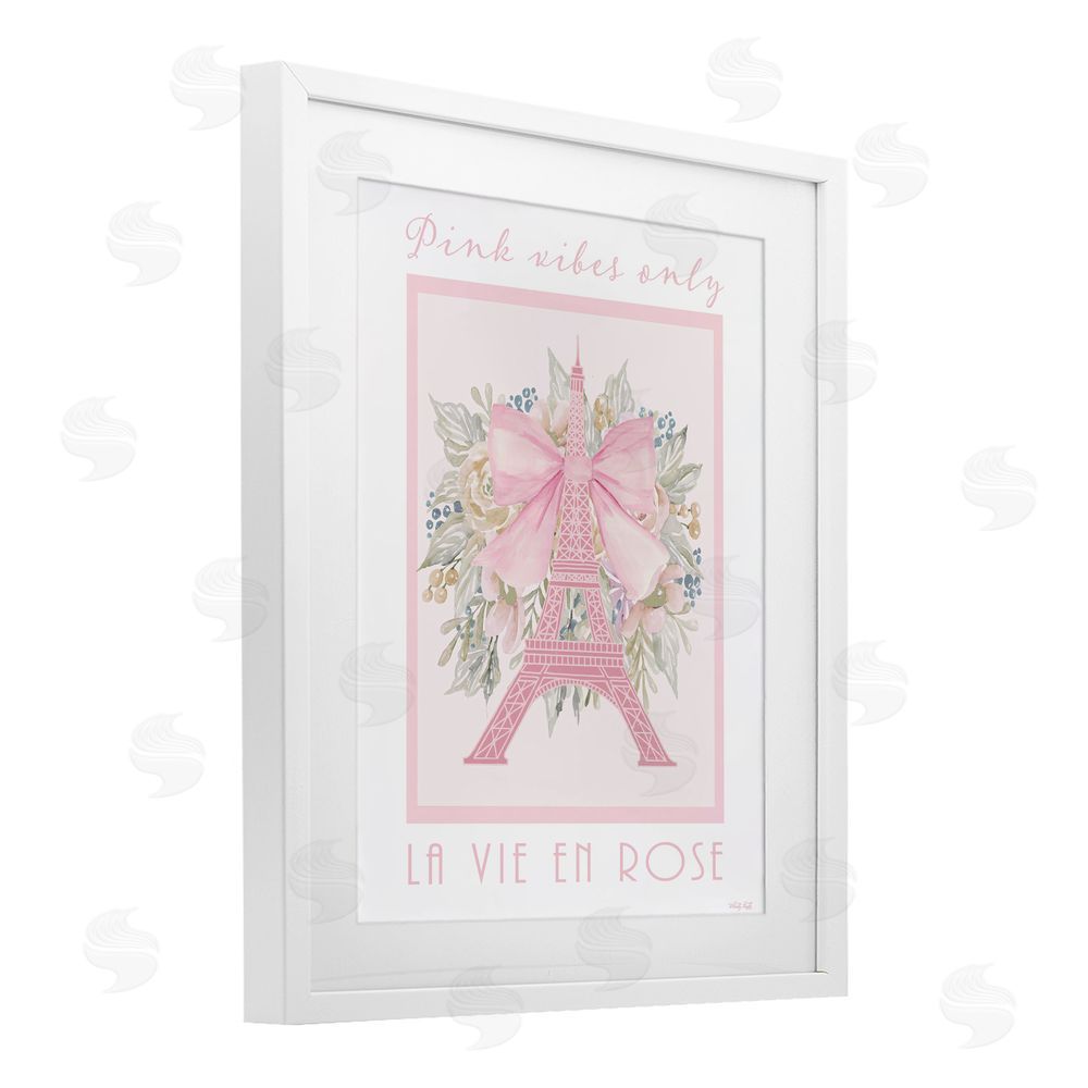 Cindy Jacobs Pink Vibes Only Paris White Framed Print Under Glass Wall Art
