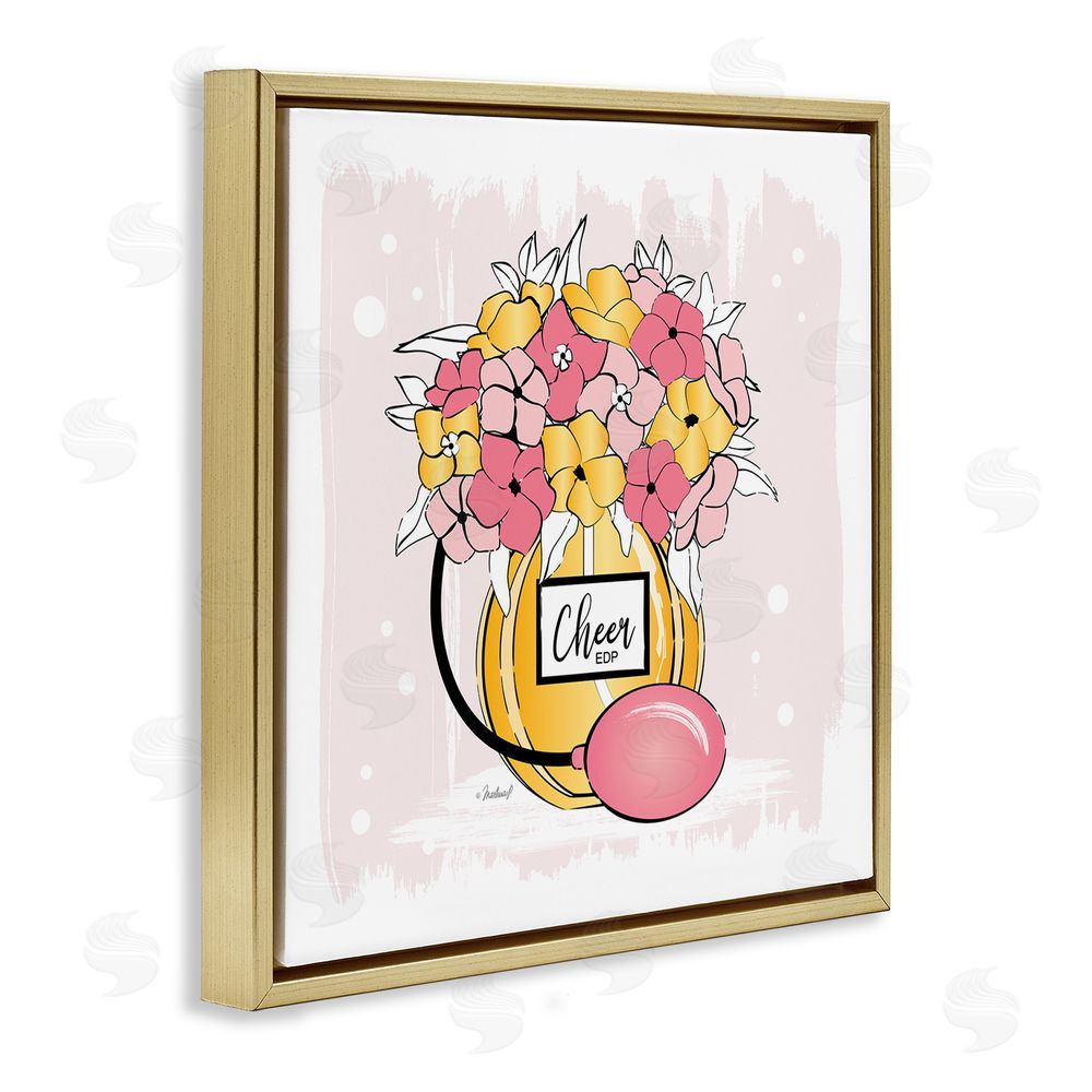 Martina Pavlova Cheer Perfume Floral Bouquet Gold Floating Frame Canvas Wall Art Print