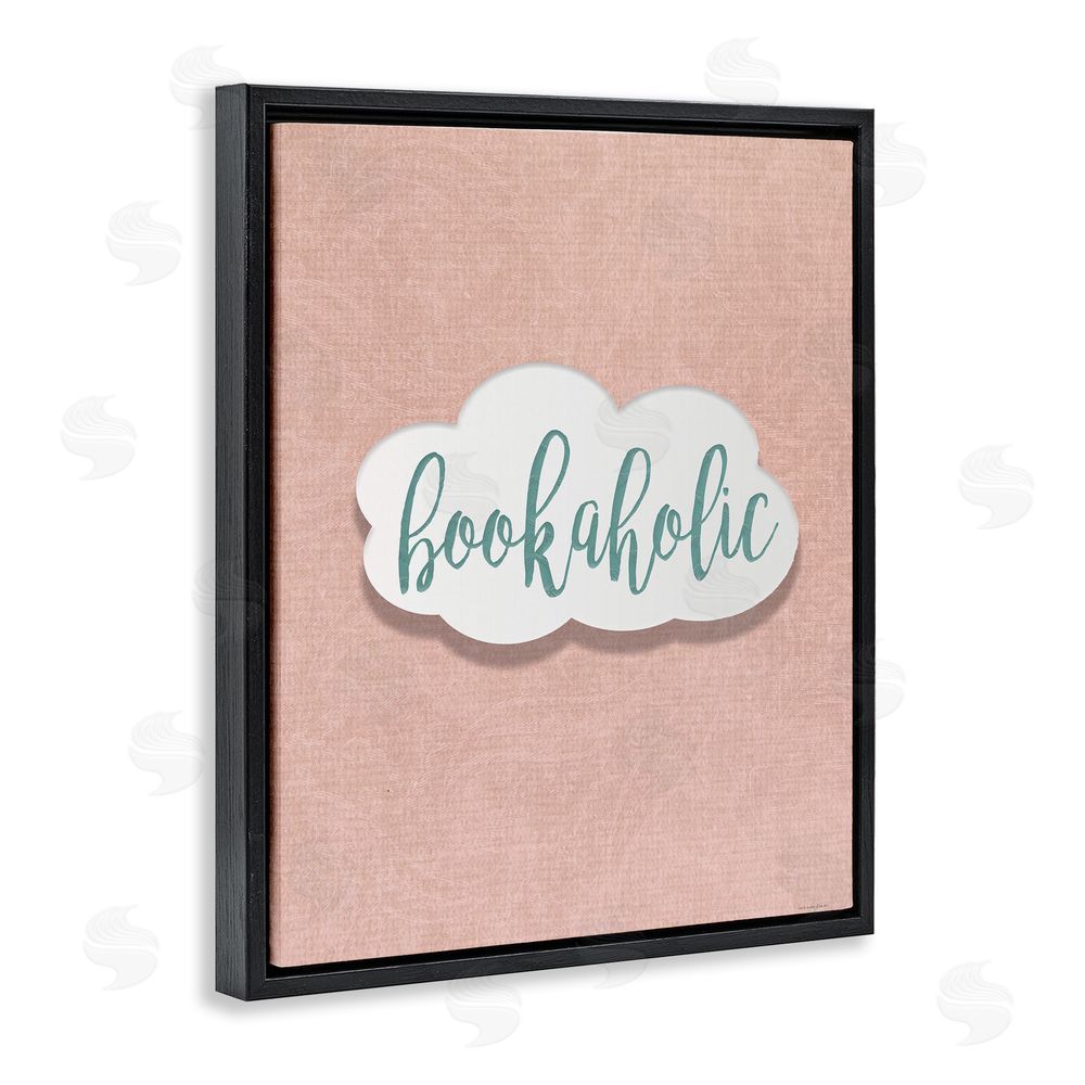 Seven Trees Design Bookaholic in Pastel Cloud Black Floating Frame Canvas Wall Art Print