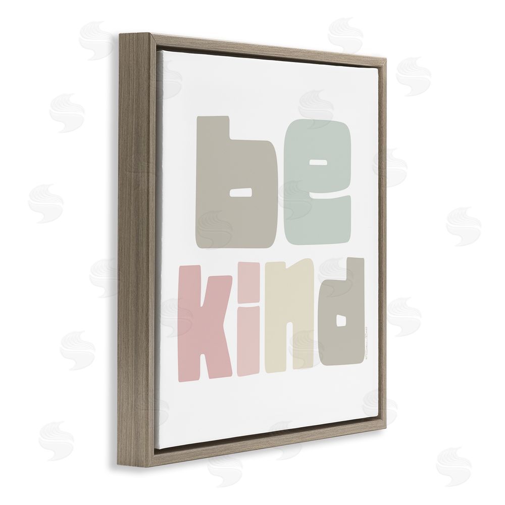 Susan Ball Be Kind Minimalist Pastel Brown Floating Frame Canvas Wall Art Print