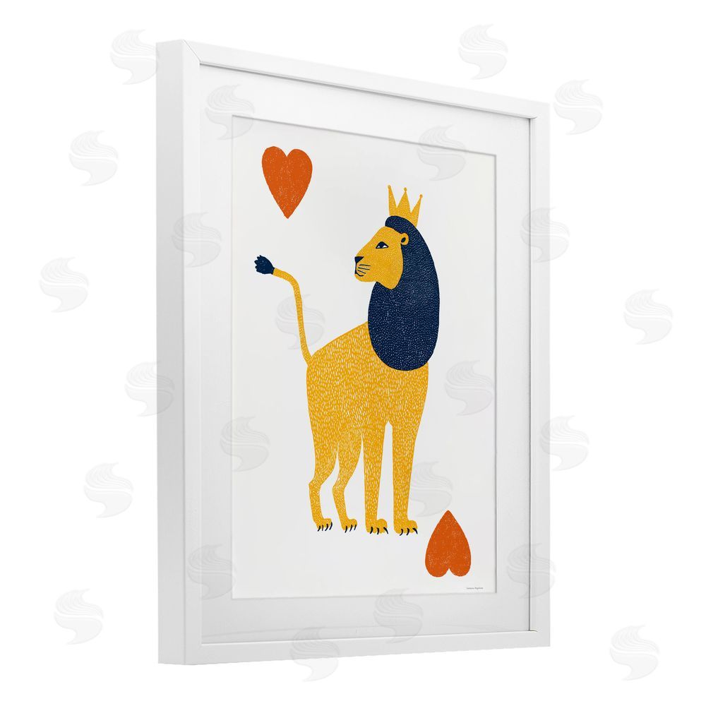 Svetlana Aleynikova Lion & Hearts Card White Framed Print Under Glass Wall Art