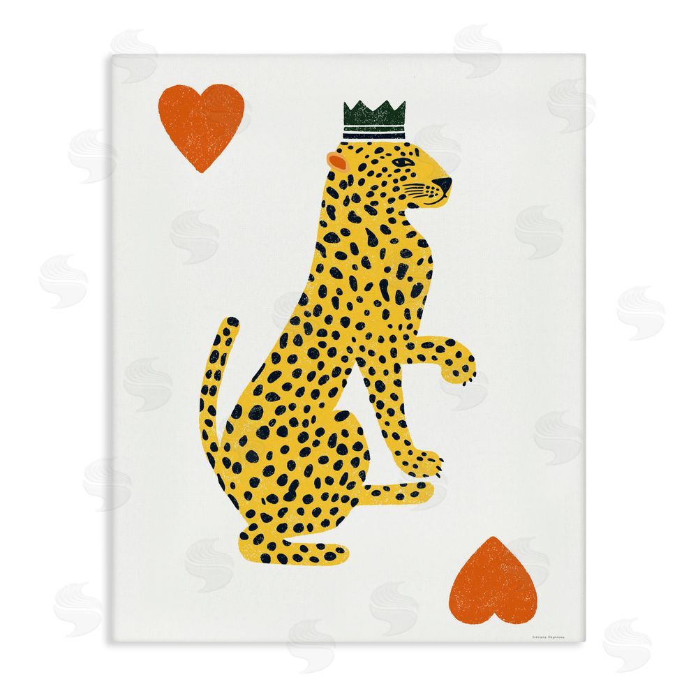 Svetlana Aleynikova Leopard & Hearts Card Stretched Canvas Wall Art Print