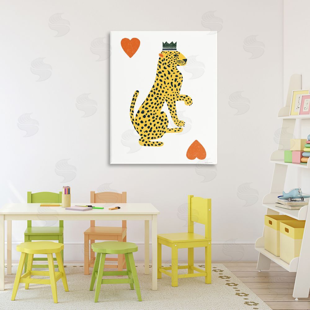 Svetlana Aleynikova Leopard & Hearts Card Stretched Canvas Wall Art Print in Room