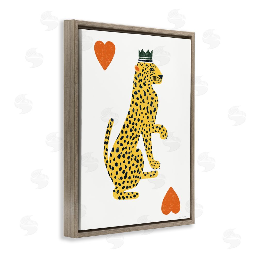 Svetlana Aleynikova Leopard & Hearts Card Brown Floating Frame Canvas Wall Art Print