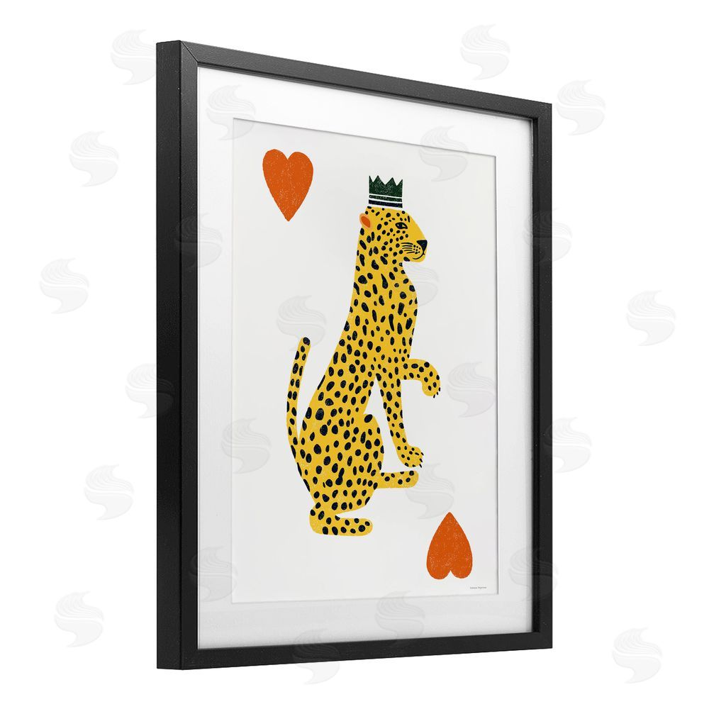 Svetlana Aleynikova Leopard & Hearts Card Black Framed Print Under Glass Wall Art