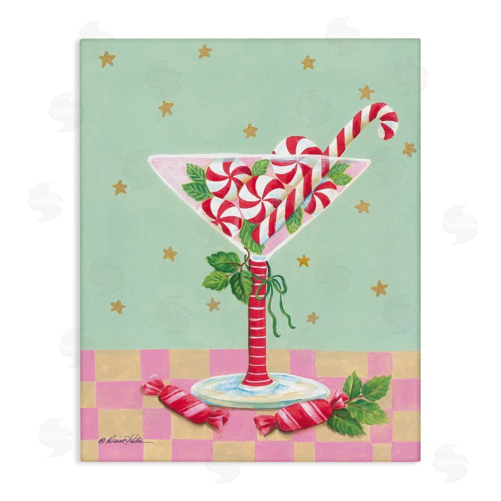 Diane Kater Festive Peppermint Martini Canvas Wall Art Print