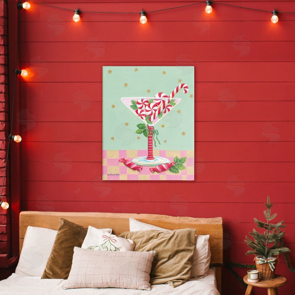 Diane Kater Festive Peppermint Martini Canvas Art on Wall