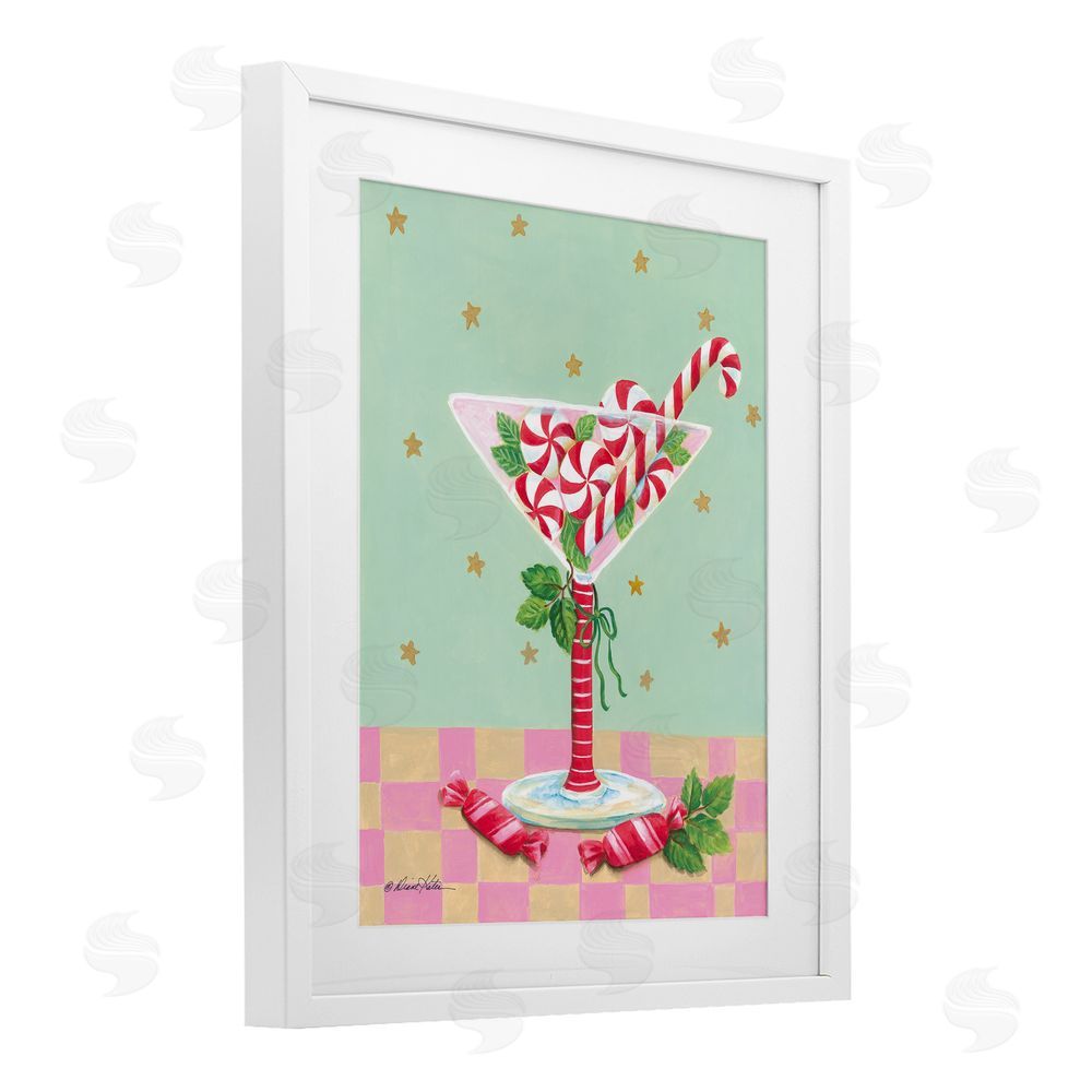 Diane Kater Festive Peppermint Martini White Framed Print Under Glass with Mat Wall Art