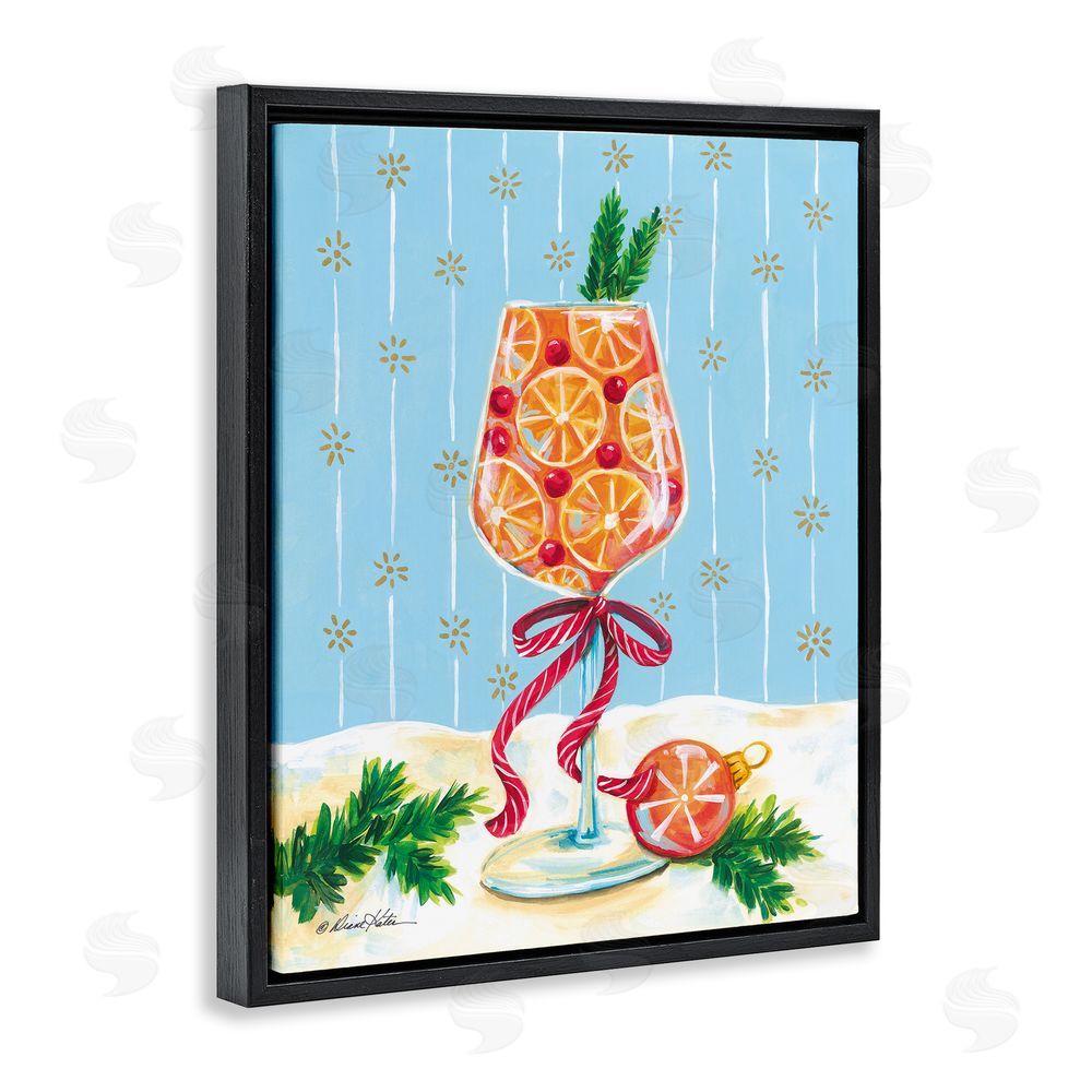 Diane Kater Festive Fruit Cocktail Black Floating Frame Canvas Wall Art Print