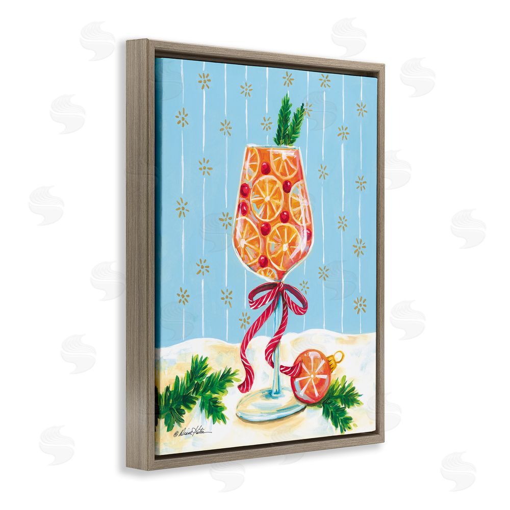 Diane Kater Festive Fruit Cocktail Brown Floating Frame Canvas Wall Art Print