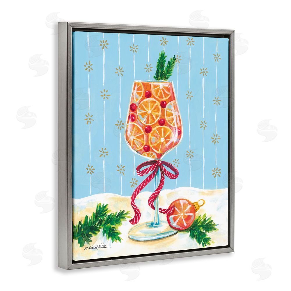 Diane Kater Festive Fruit Cocktail Gray Floating Frame Canvas Wall Art Print