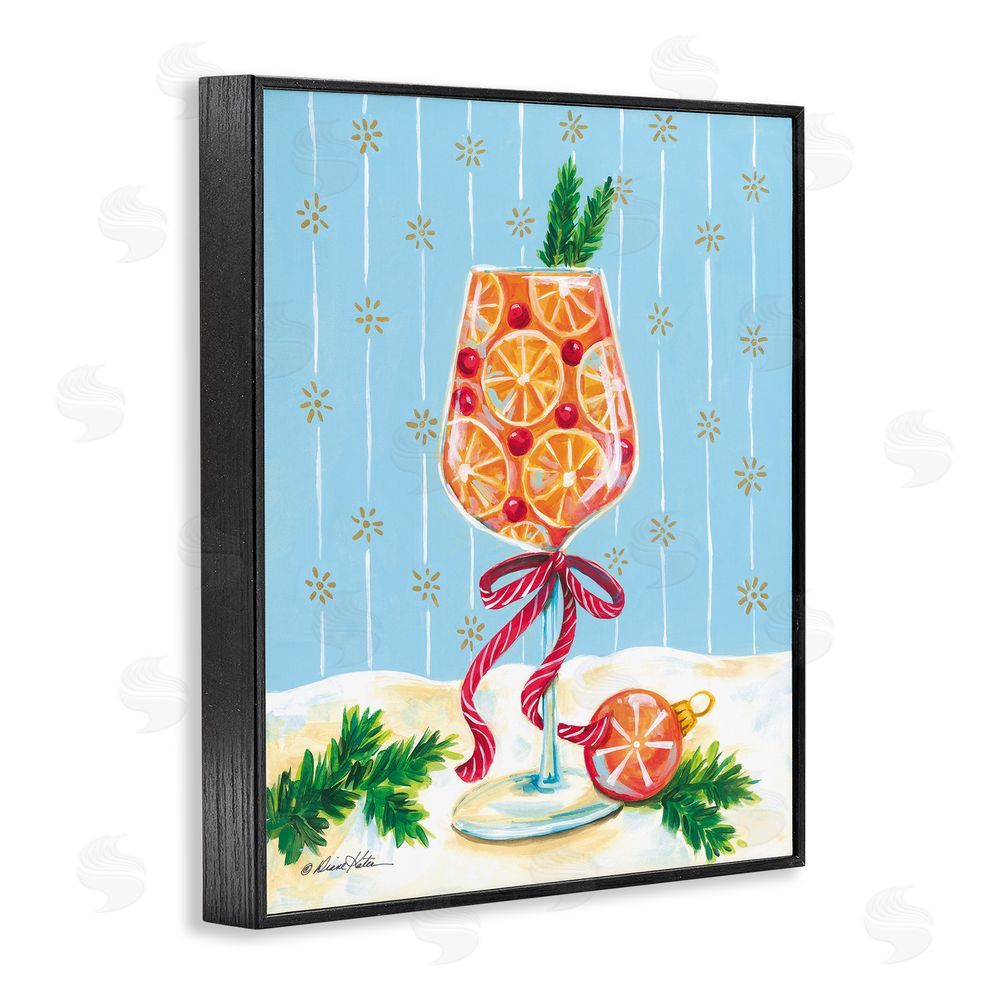 Diane Kater Festive Fruit Cocktail Black Framed Giclee Wall Art Print