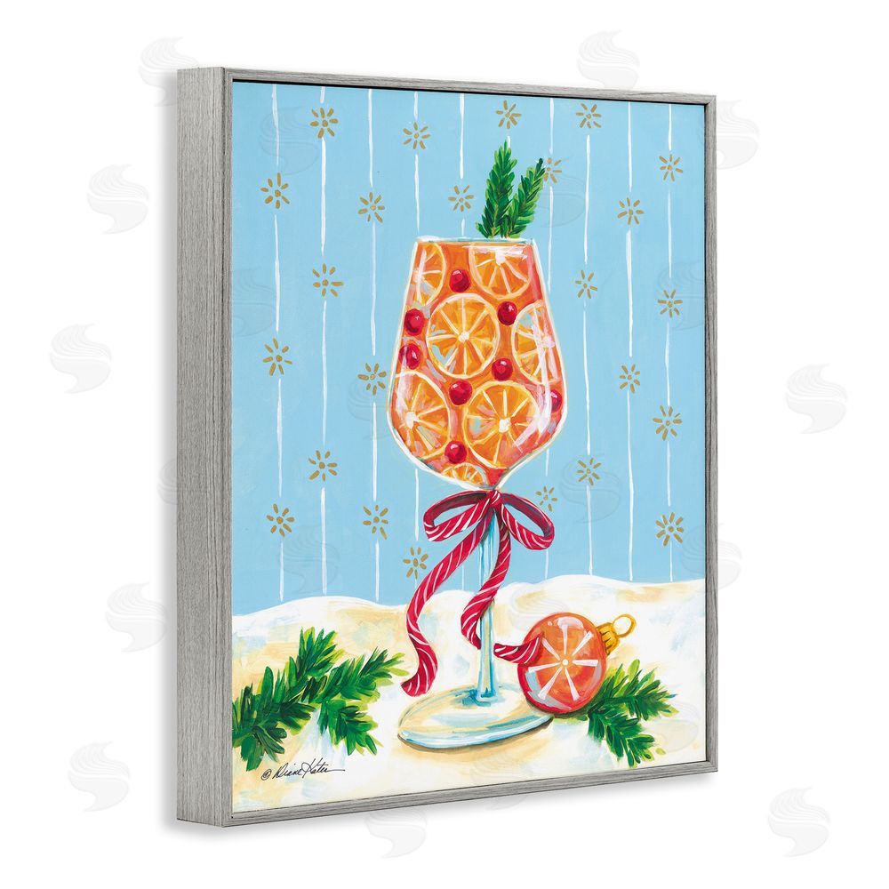 Diane Kater Festive Fruit Cocktail Gray Framed Giclee Wall Art Print