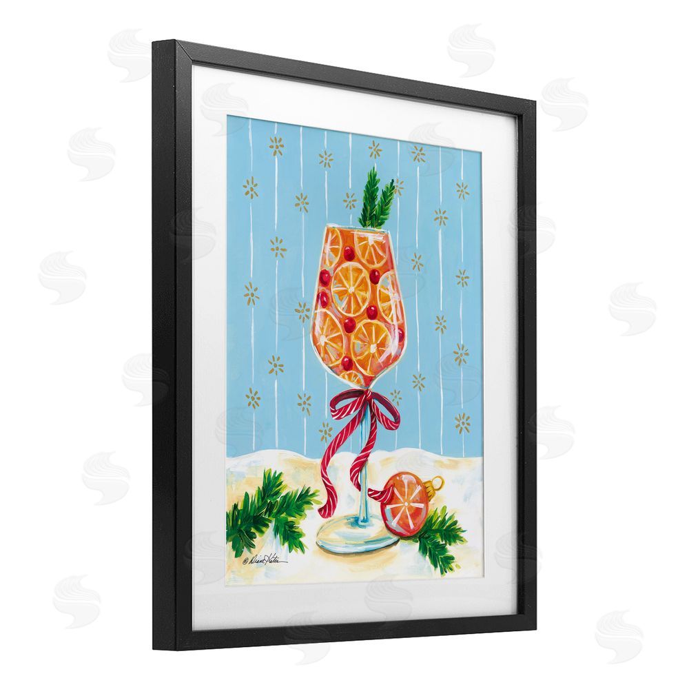 Diane Kater Festive Fruit Cocktail Black Framed Print Under Glass with White Mat Wall Art