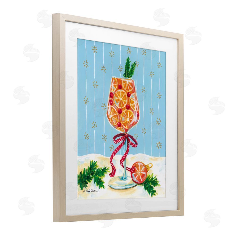 Diane Kater Festive Fruit Cocktail Birch Framed Print Under Glass with White Mat Wall Art
