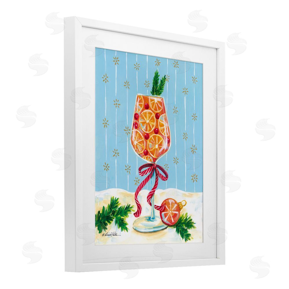 Diane Kater Festive Fruit Cocktail White Framed Print Under Glass with Mat Wall Art