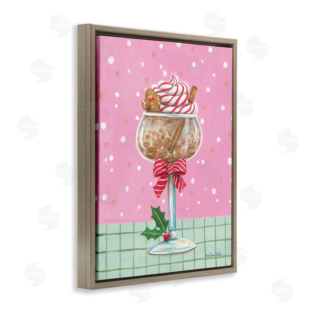Diane Kater Festive Gingerbread Cocktail Brown Floating Frame Canvas Wall Art Print