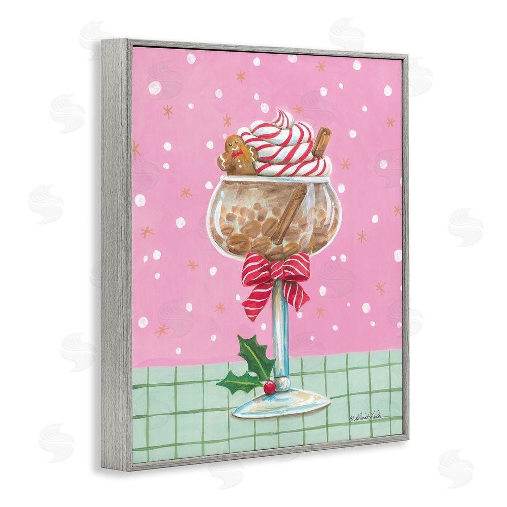 Diane Kater Festive Gingerbread Cocktail Gray Framed Giclee Wall Art Print