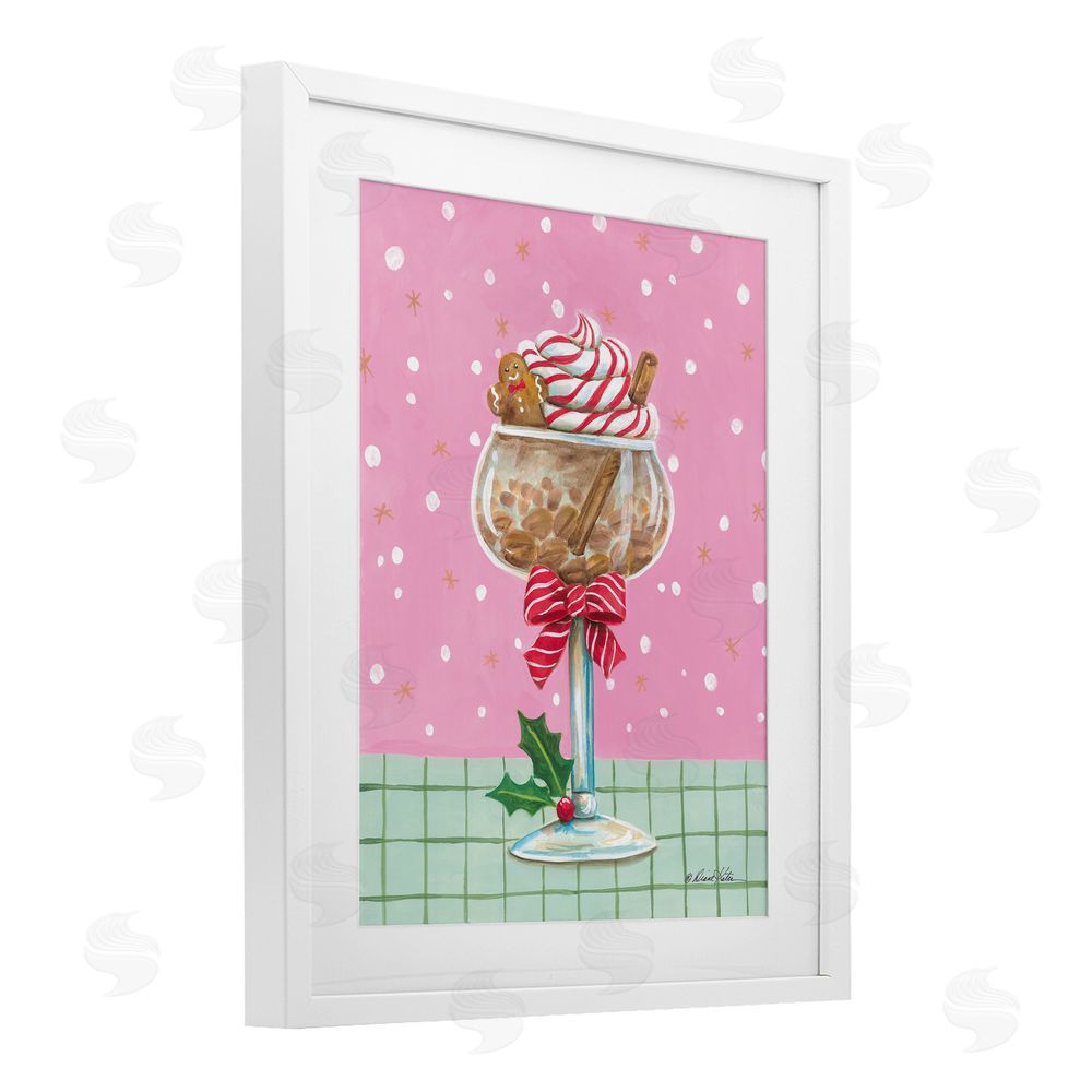 Diane Kater Festive Gingerbread Cocktail White Framed Print Under Glass with Mat Wall Art