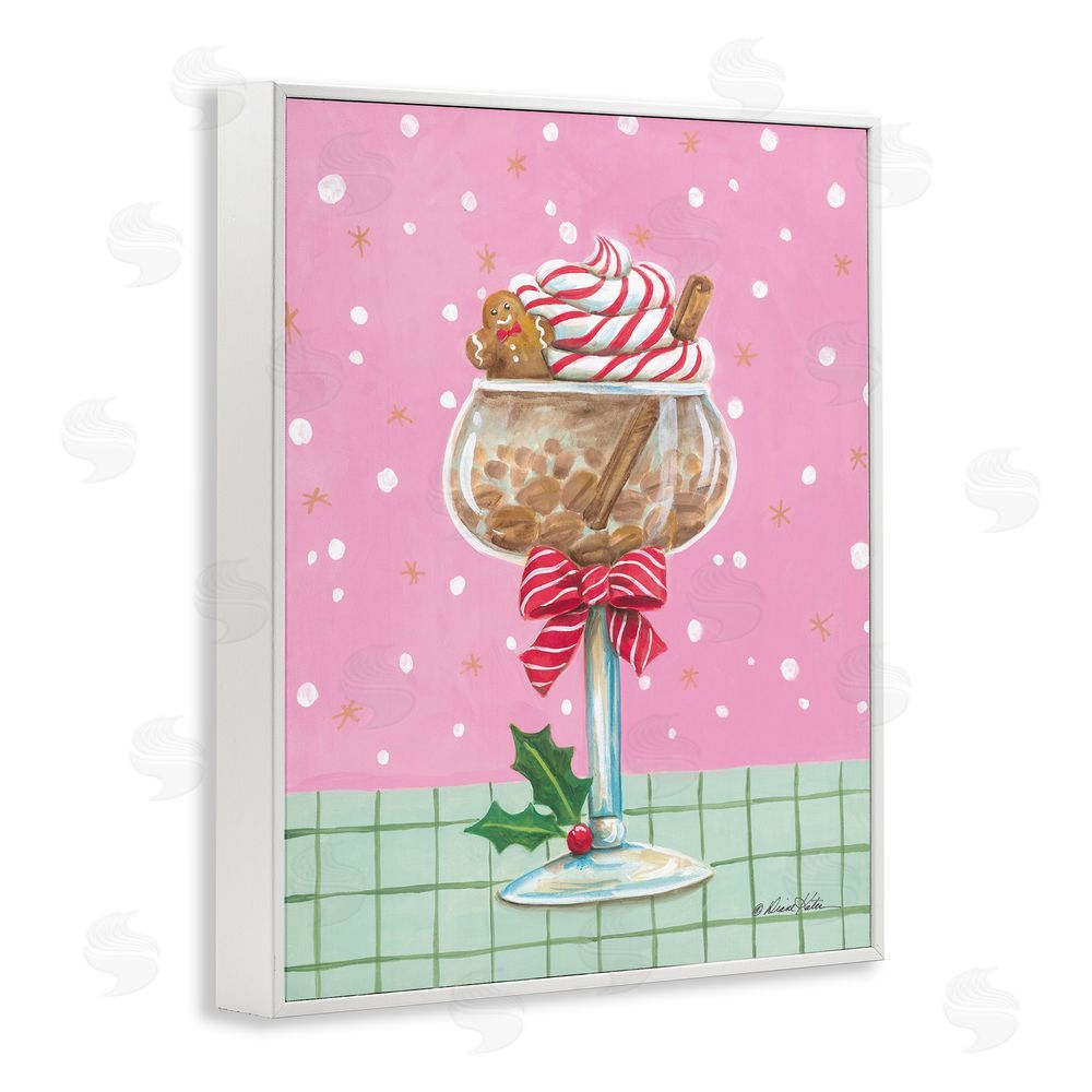 Diane Kater Festive Gingerbread Cocktail White Framed Giclee Wall Art Print