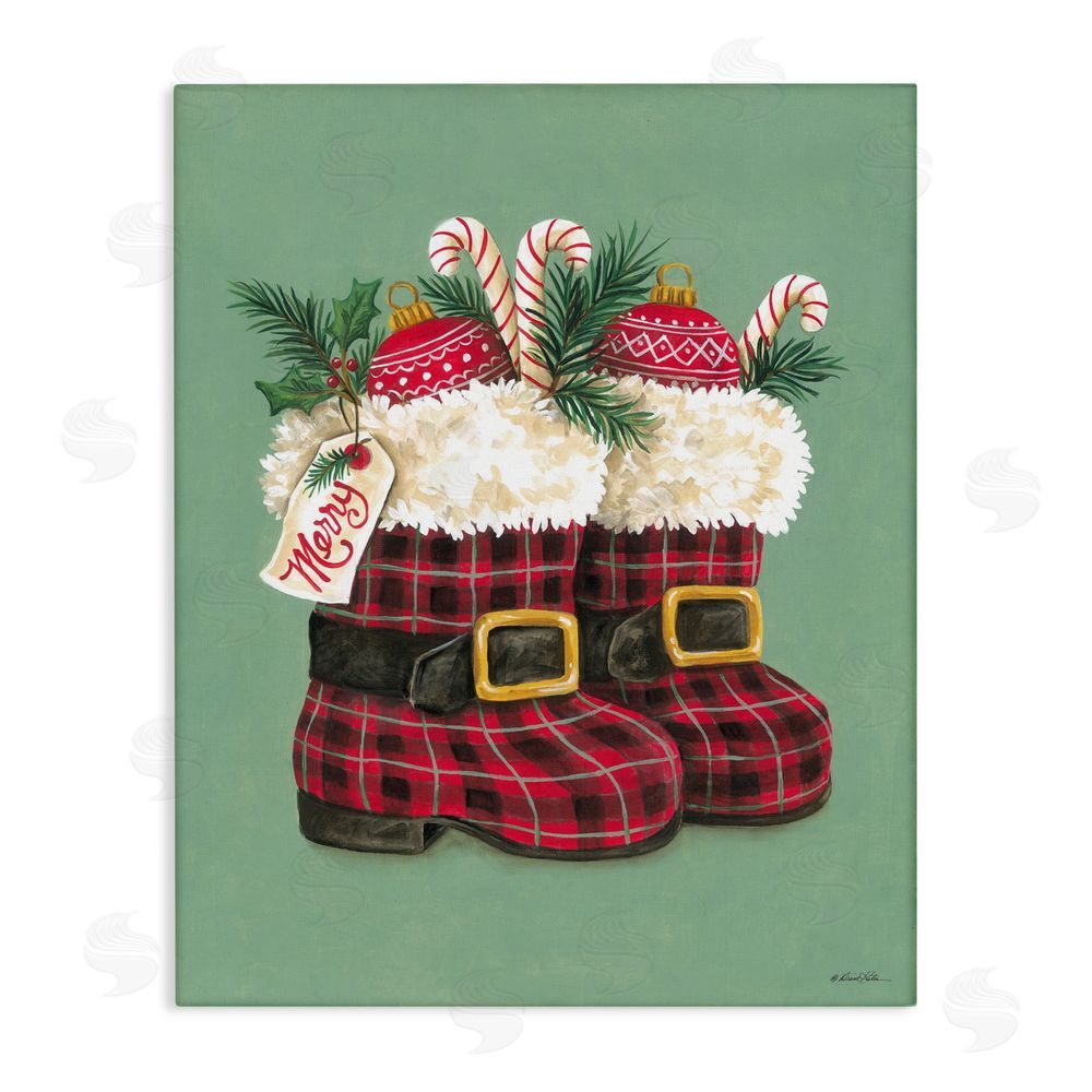Diane Kater Holiday Merry Boots Canvas Wall Art Print