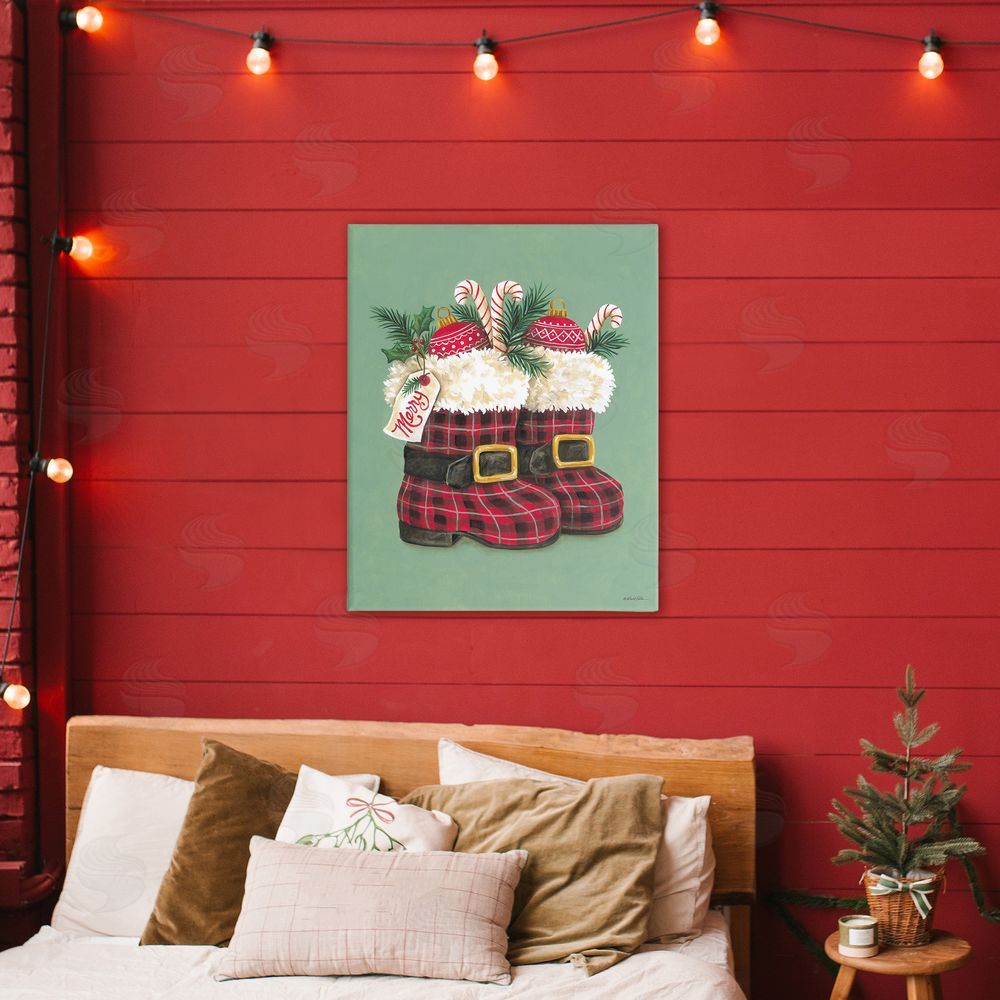 Diane Kater Holiday Merry Boots Canvas Art on Wall
