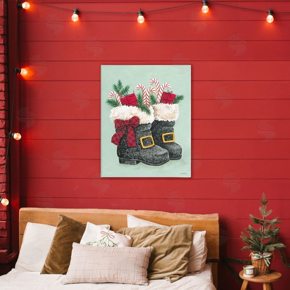 Diane Kater Festive Holiday Boots Canvas Art on Wall