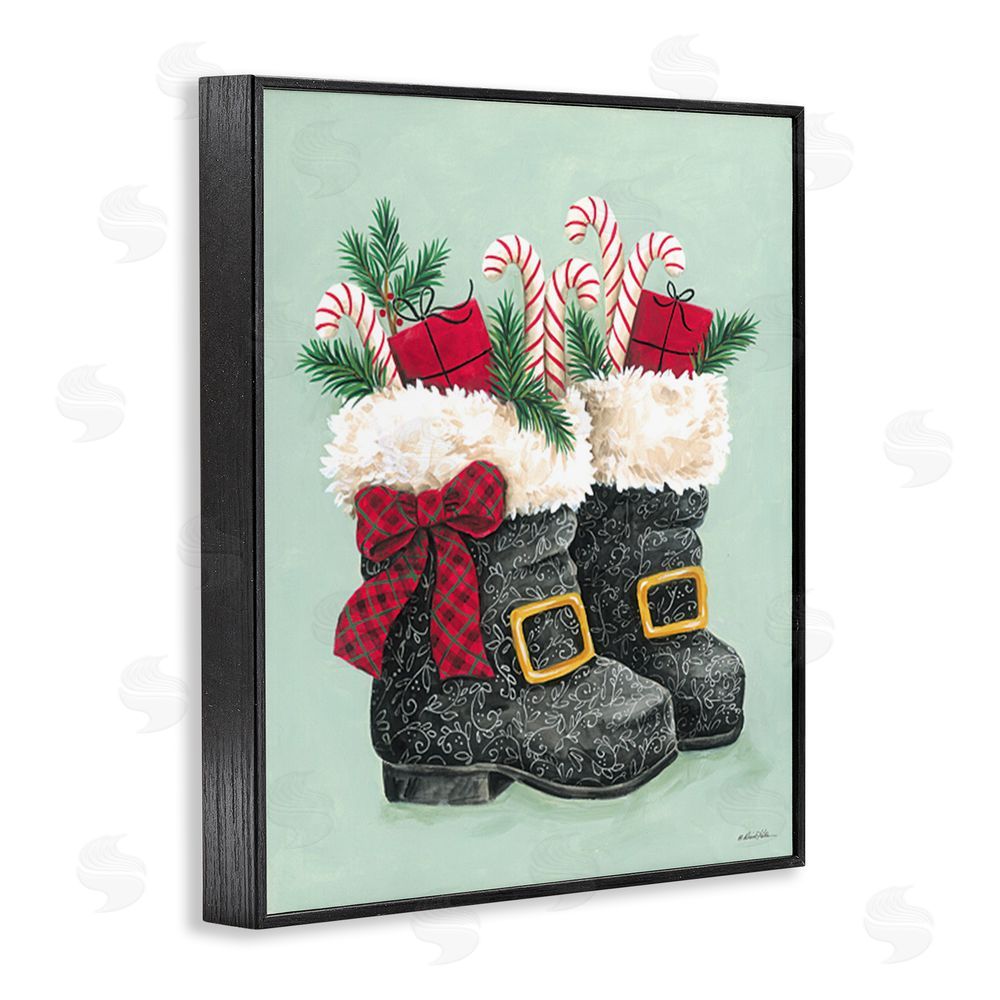 Diane Kater Festive Holiday Boots Black Framed Giclee Wall Art Print