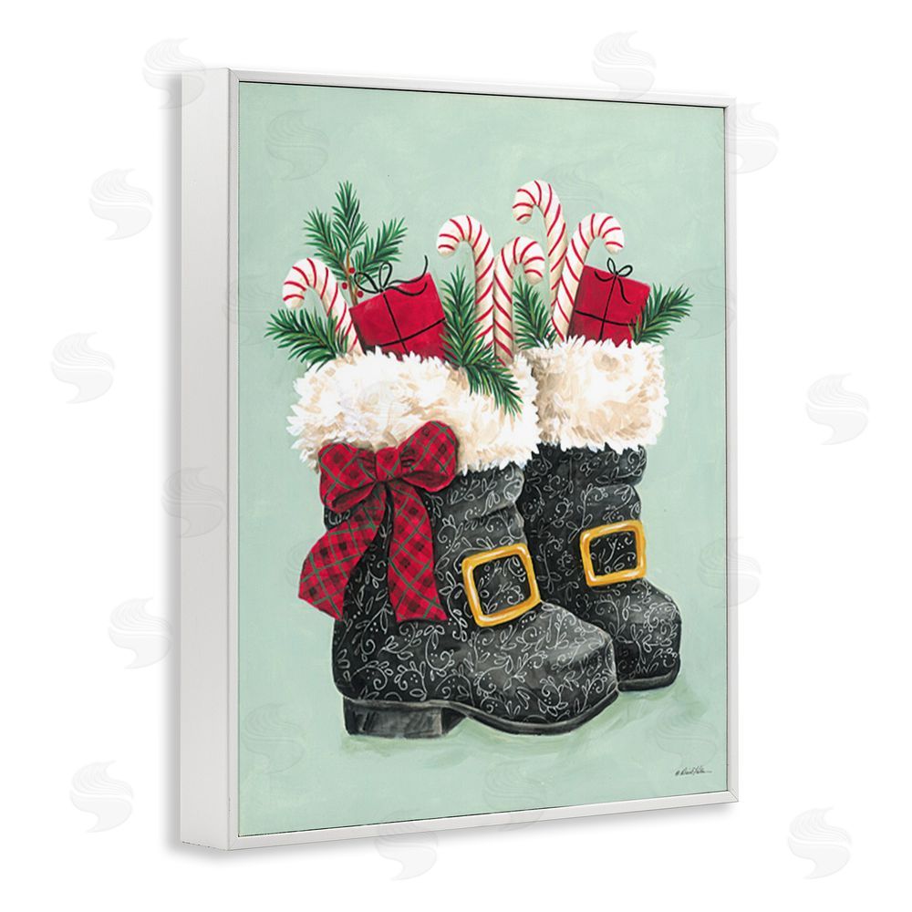 Diane Kater Festive Holiday Boots White Framed Giclee Wall Art Print