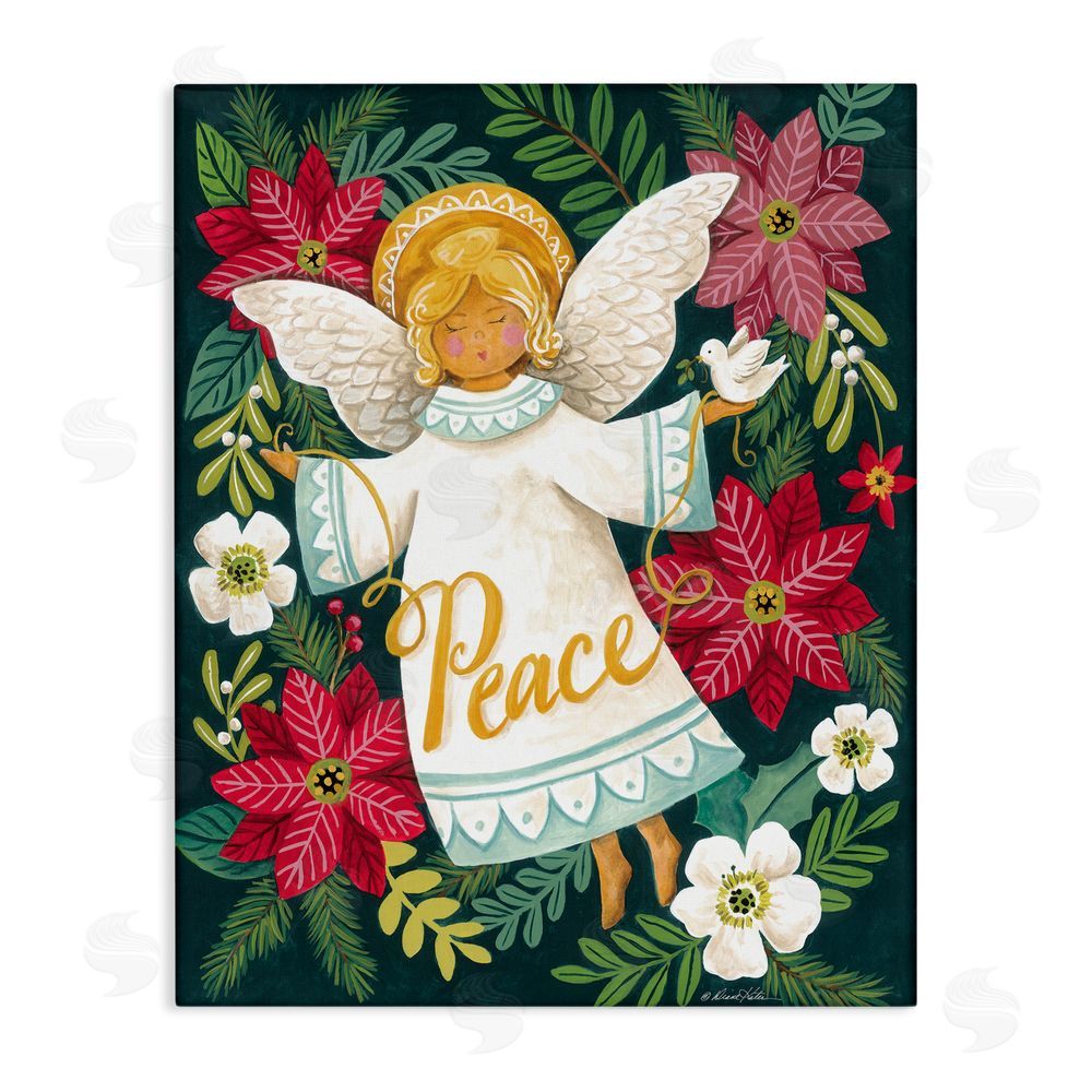 Diane Kater Angel with Peace & Botanicals Stretched Canvas Wall Art Print