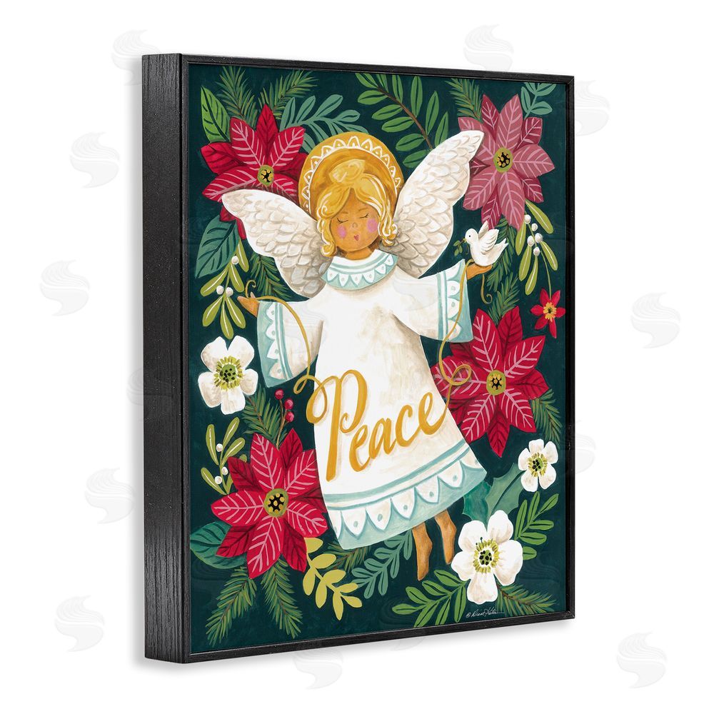 Diane Kater Angel with Peace & Botanicals Black Framed Giclee Print Wall Art