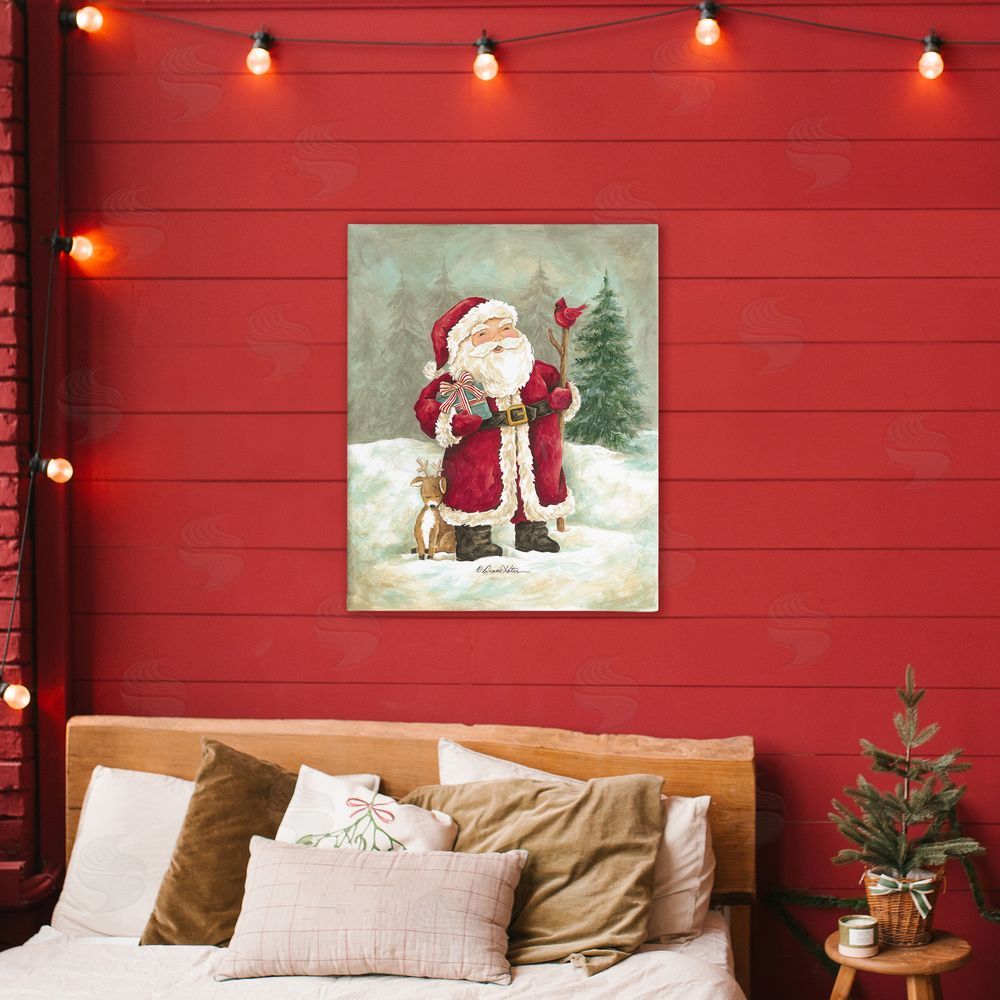 Diane Kater Joyful Santa & Cuddling Reindeer Canvas Art on Wall