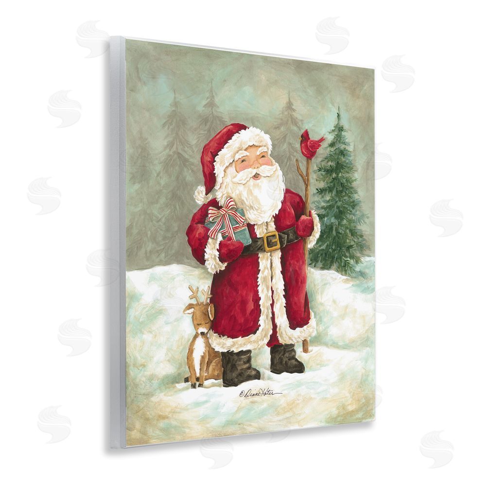 Diane Kater Joyful Santa & Cuddling Reindeer Wall Plaque Art Print