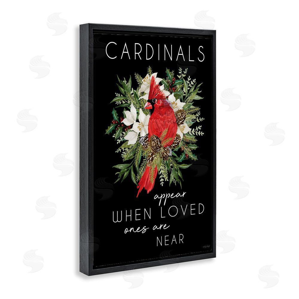 Cindy Jacobs Cardinals Appear Seasonal Sentiment Black Floating Frame Canvas Wall Art Print