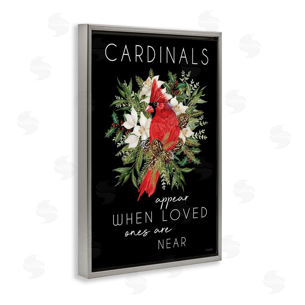 Cindy Jacobs Cardinals Appear Seasonal Sentiment Gray Floating Frame Canvas Wall Art Print