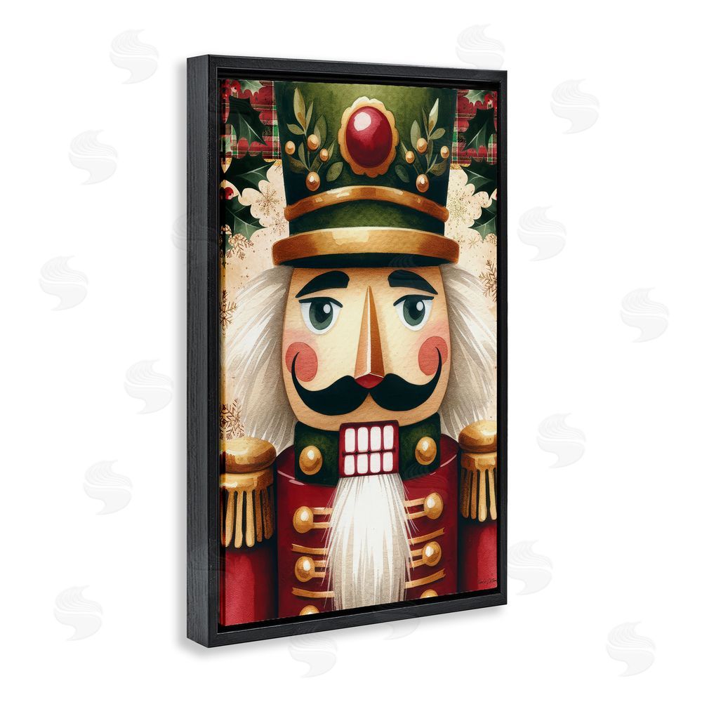 Nicole DeCamp Traditional Festive Nutcracker Black Floating Frame Canvas Wall Art Print