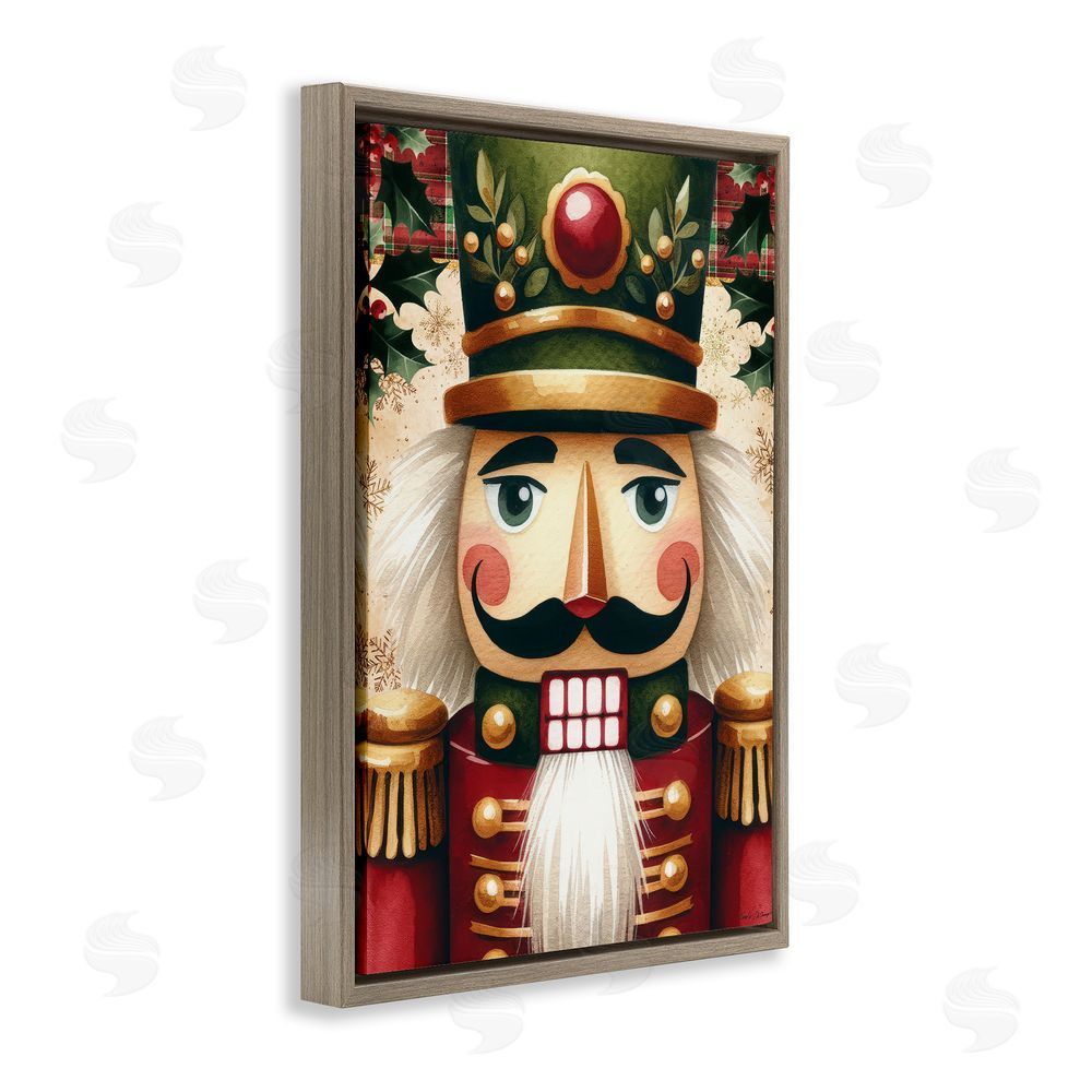 Nicole DeCamp Traditional Festive Nutcracker Brown Floating Frame Canvas Wall Art Print