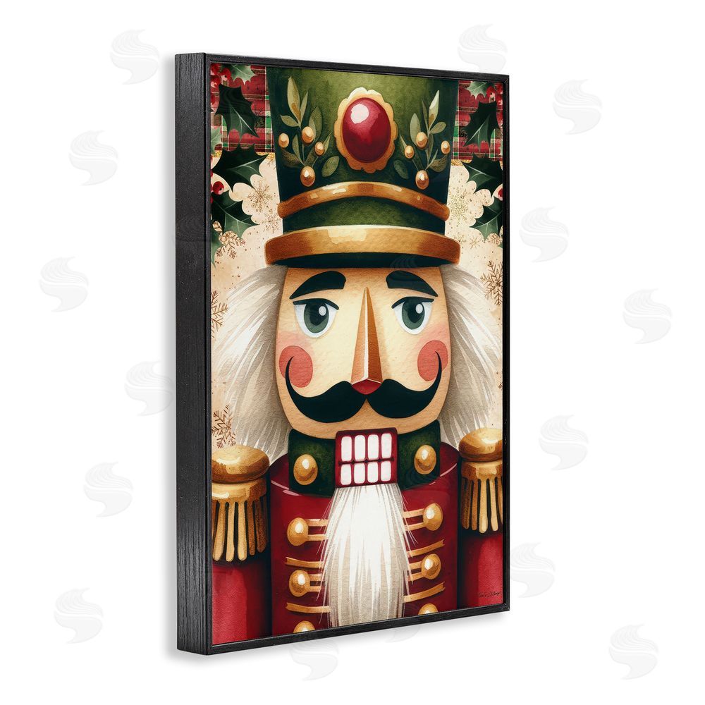 Nicole DeCamp Traditional Festive Nutcracker Black Framed Giclee Wall Art Print