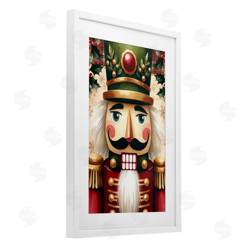 Nicole DeCamp Traditional Festive Nutcracker White Framed Print Under Glass with Mat Wall Art