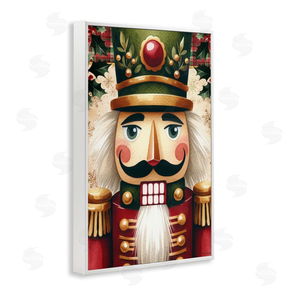 Nicole DeCamp Traditional Festive Nutcracker White Framed Giclee Wall Art Print