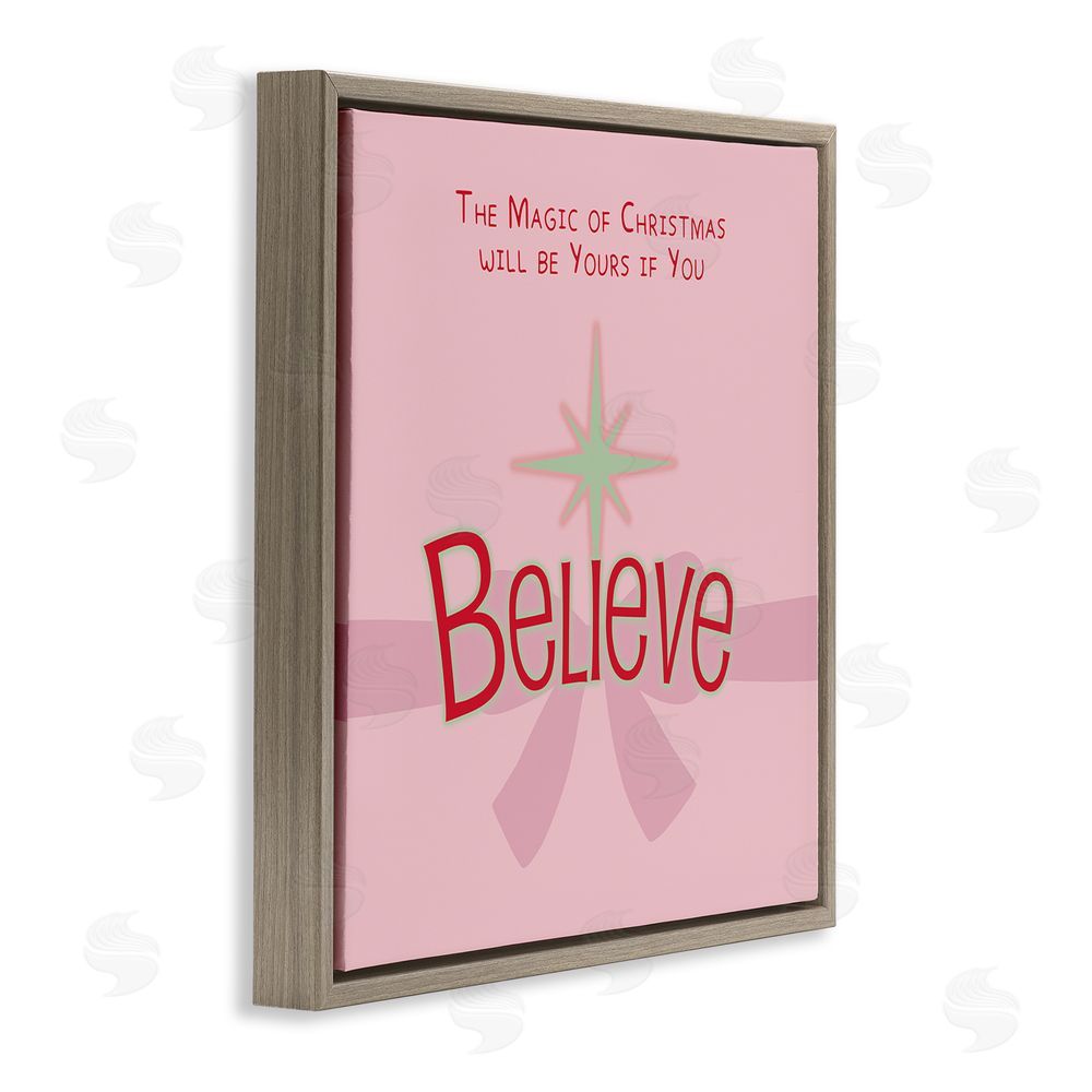 Lauren Rader Magic Of Christmas Believe Brown Floating Frame Canvas Wall Art Print