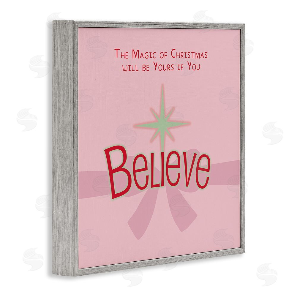 Lauren Rader Magic Of Christmas Believe Gray Framed Giclee Wall Art Print
