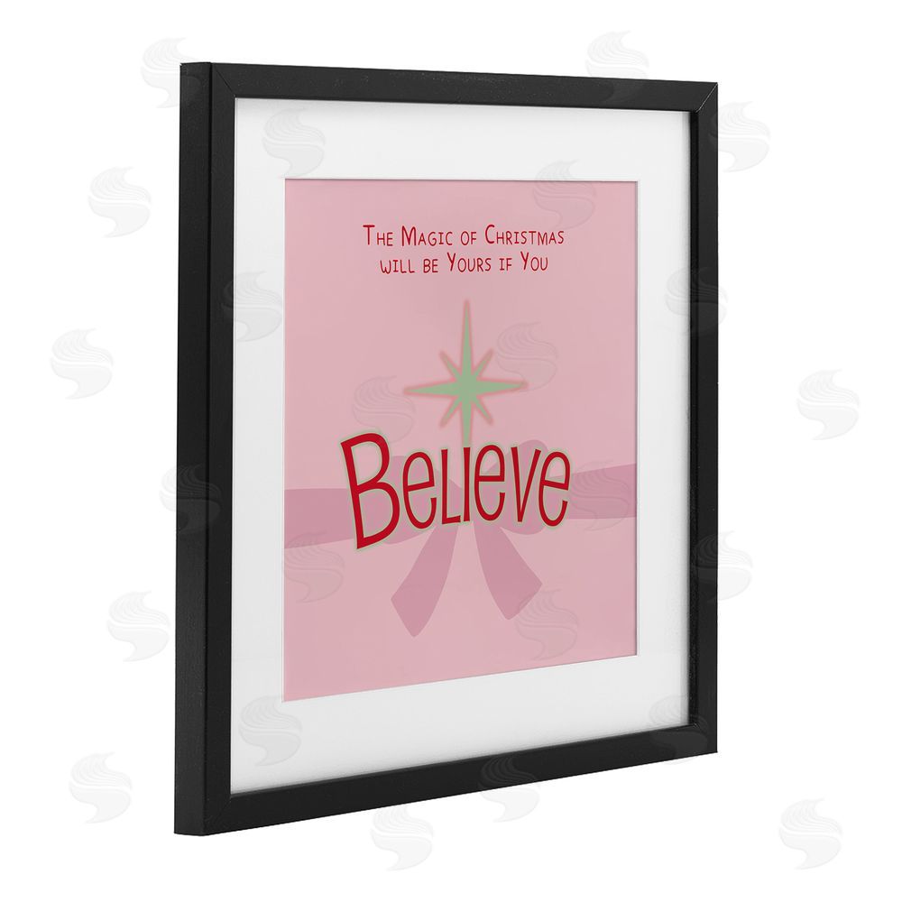 Lauren Rader Magic Of Christmas Believe Black Framed Print Under Glass with White Mat Wall Art