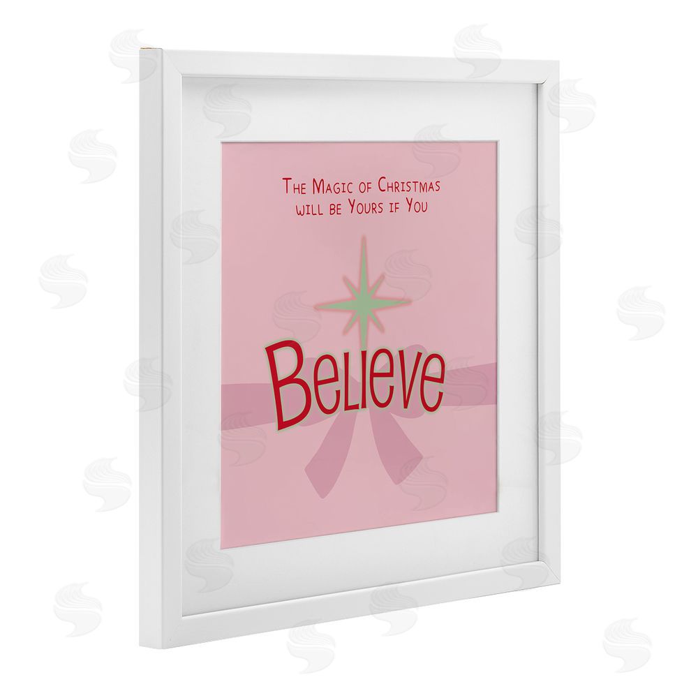 Lauren Rader Magic Of Christmas Believe White Framed Print Under Glass with Mat Wall Art