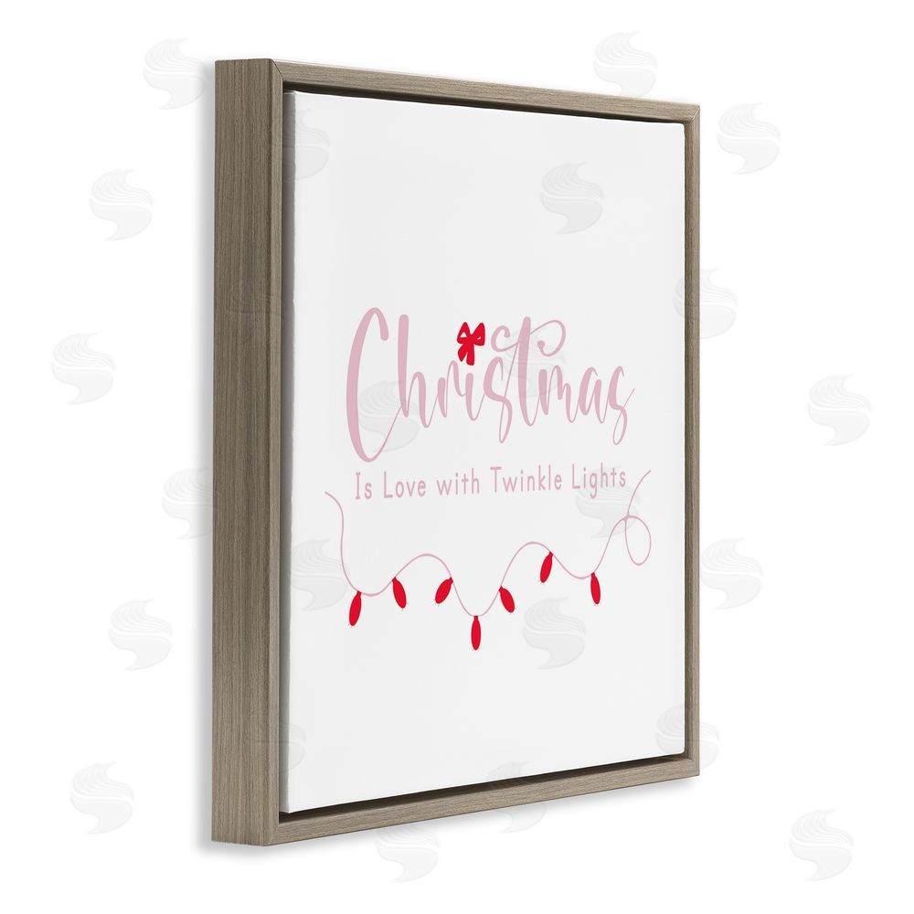 Lauren Rader Christmas Is Love with Lights Brown Floating Frame Canvas Wall Art Print
