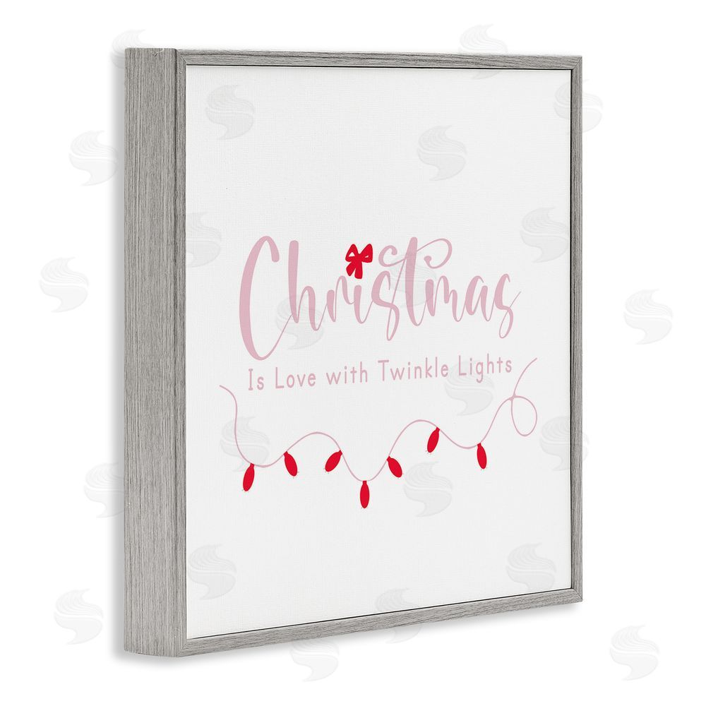 Lauren Rader Christmas Is Love with Lights Gray Framed Giclee Wall Art Print