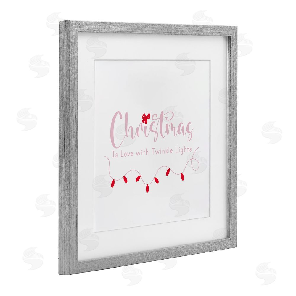 Lauren Rader Christmas Is Love with Lights Gray Framed Print Under Glass with White Mat Wall Art