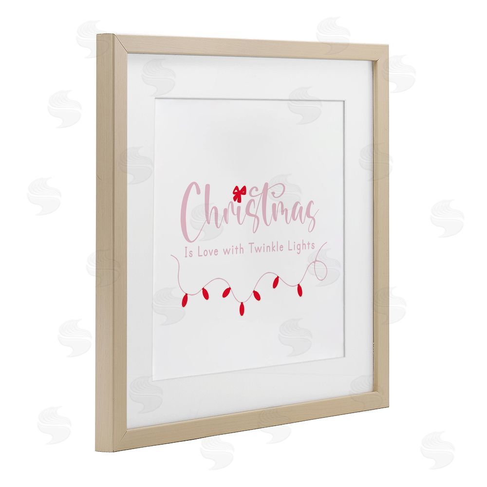 Lauren Rader Christmas Is Love with Lights Birch Framed Print Under Glass with White Mat Wall Art